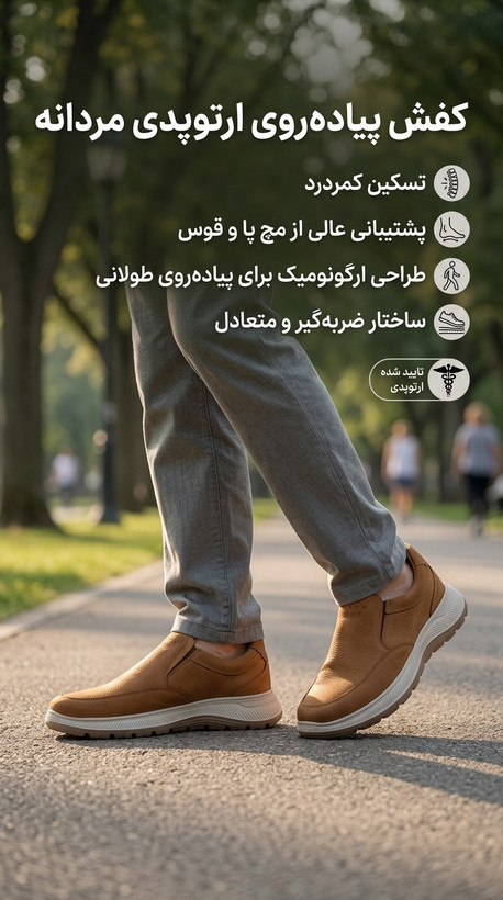 کفش طبی مردانه فول ارتوپدیک چرم طبیعی si242